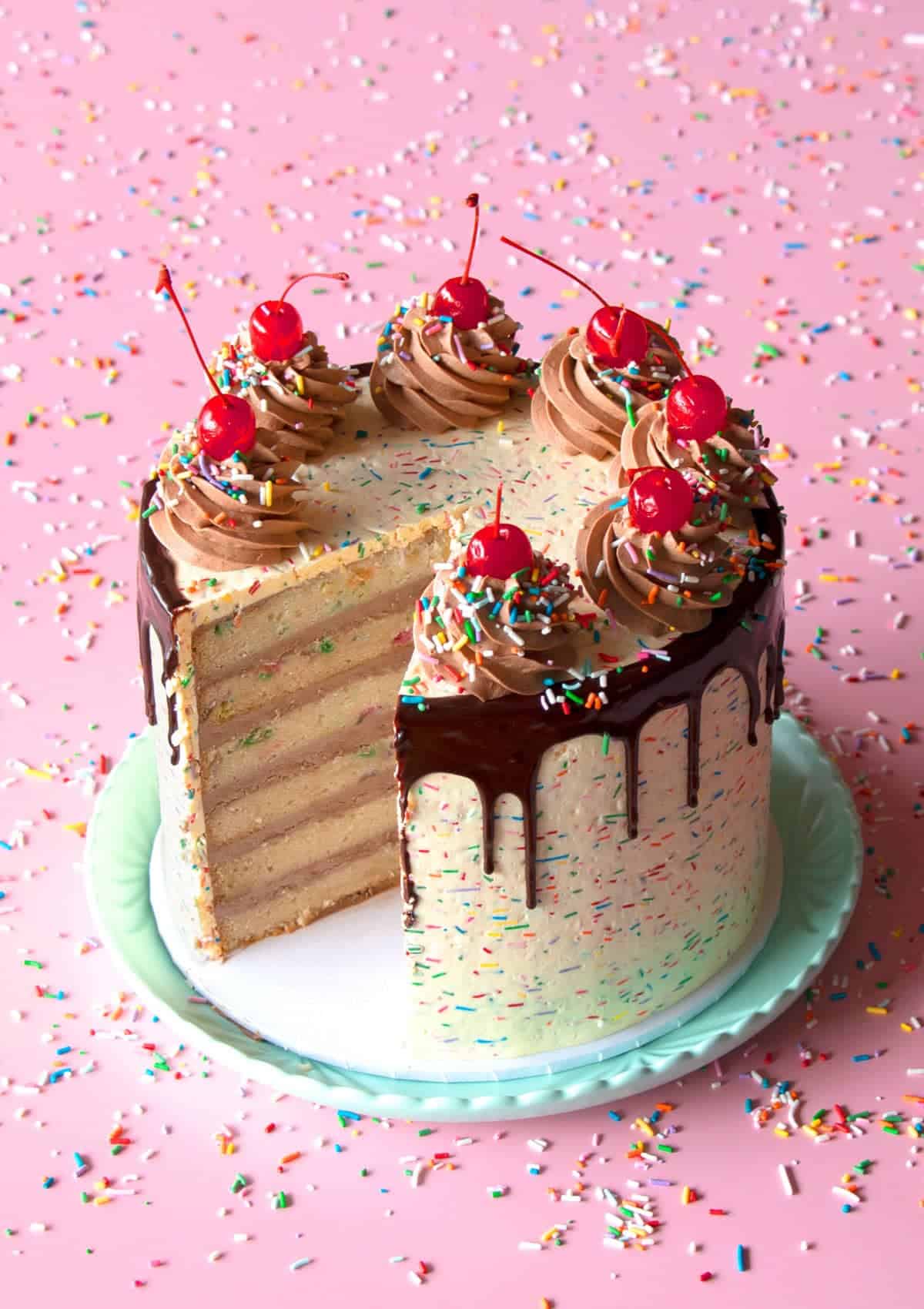 vanilla birthday cake slice