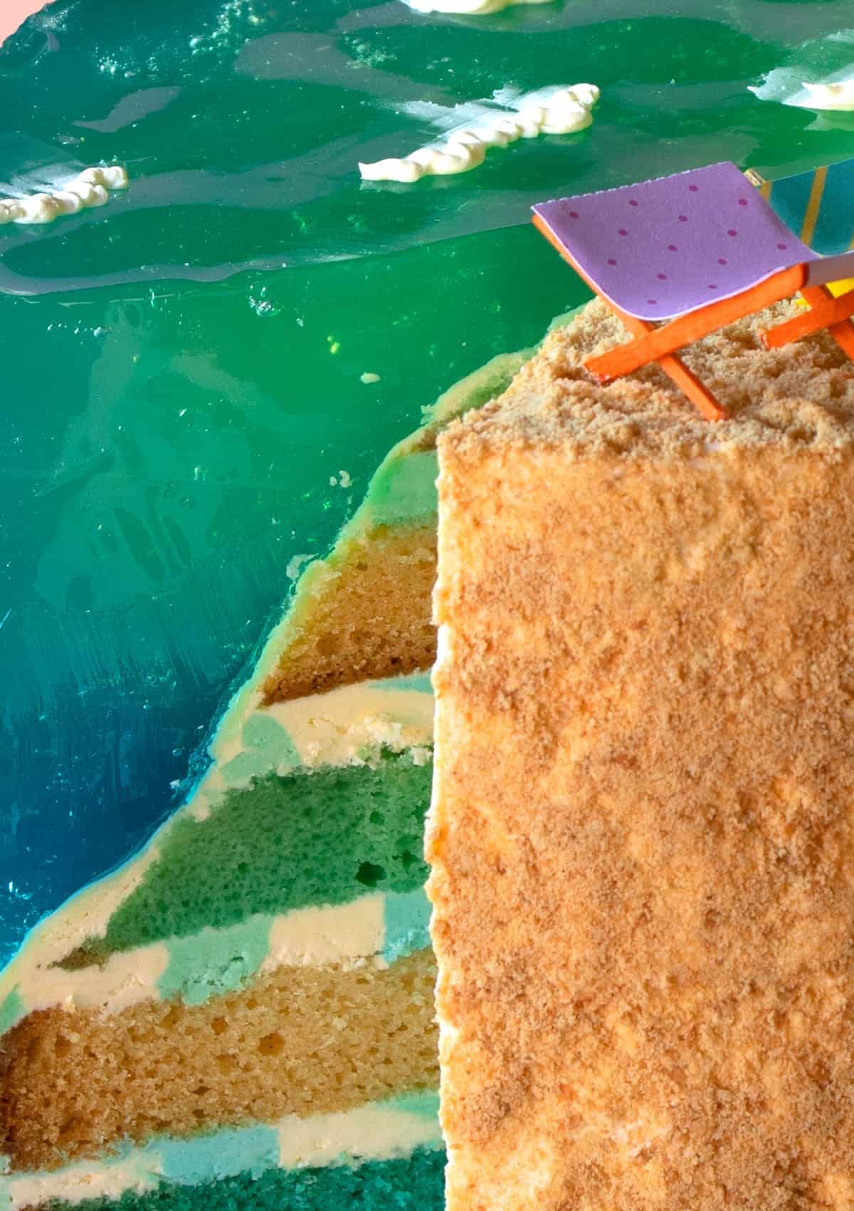 First time making a carrot cake from scratch and did a simple beach design.  I know it's not much compared to some of the beautiful designs I see here,  but I'm proud