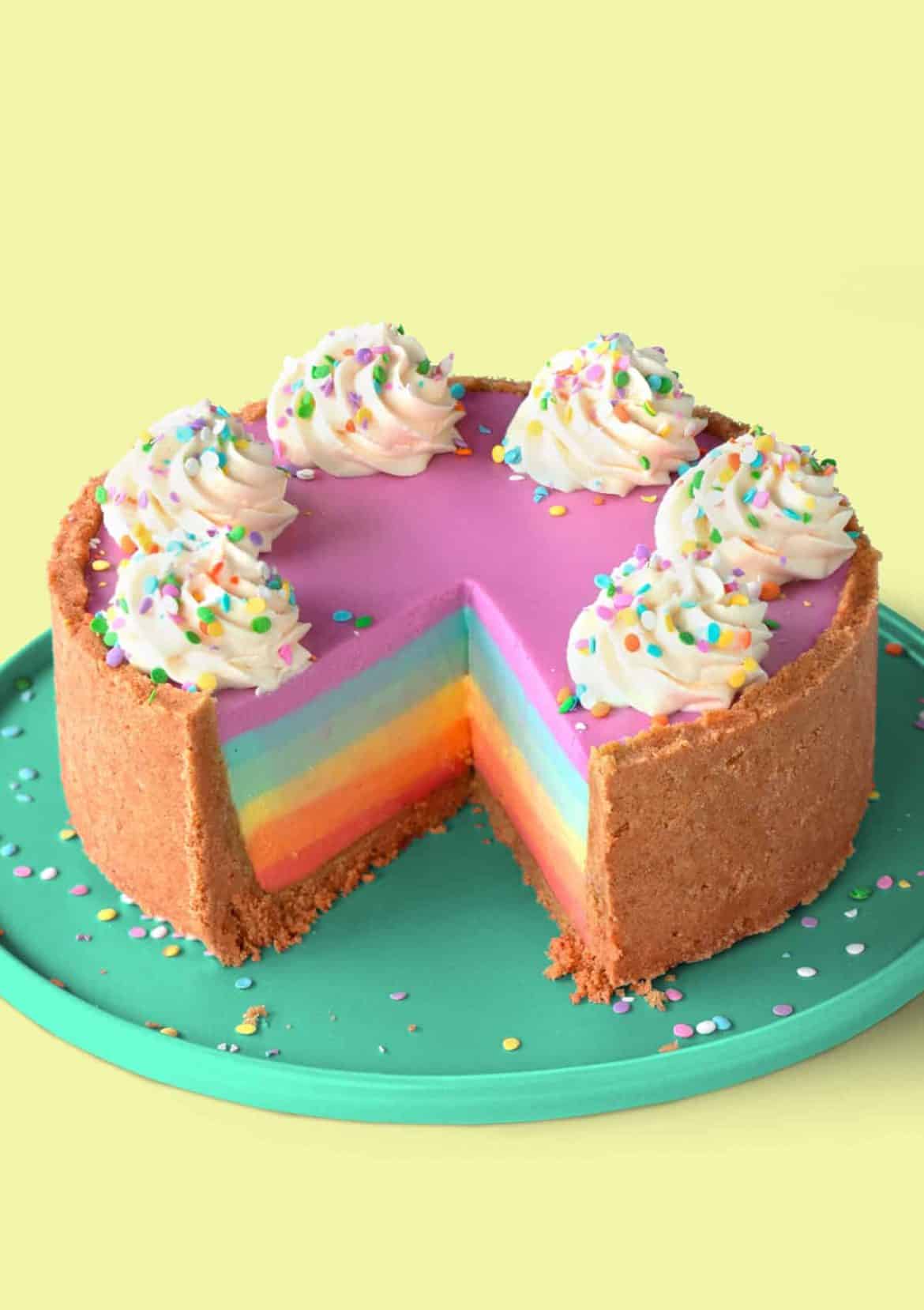 No-Bake Rainbow Cheesecake