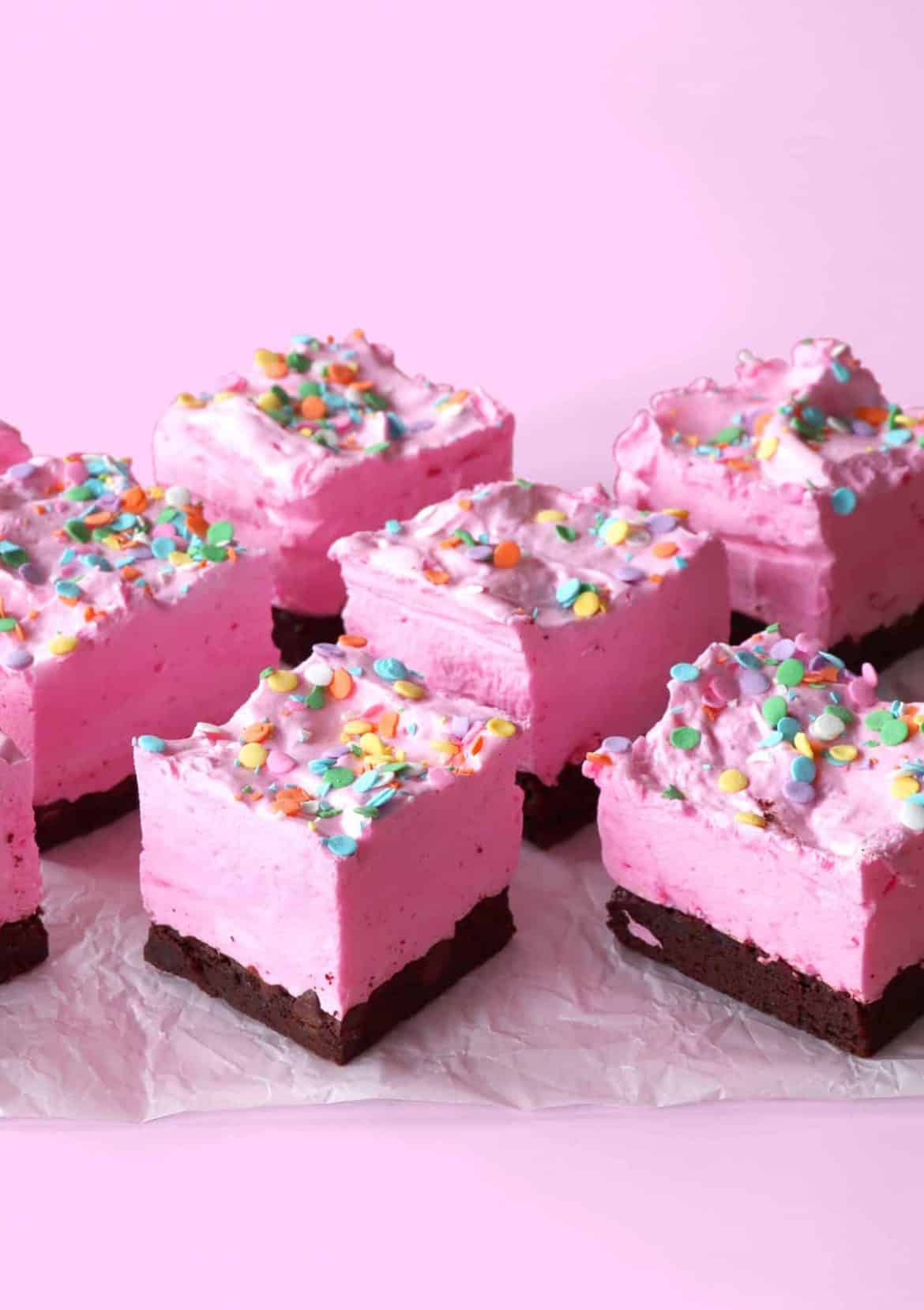 Strawberry Marshmallow Brownie Bars