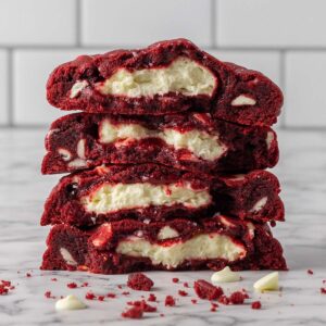 Square image of the cookies stacked on top of each other