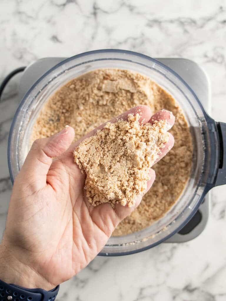What the hazelnut mixture looks like when the flour has been added