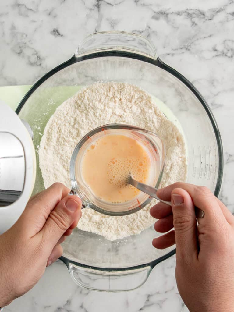 Whisking the eggs together