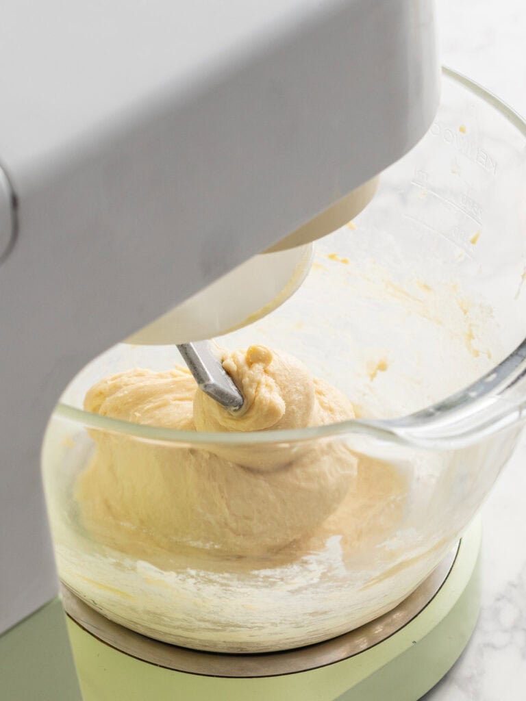 Kneading the dough in a stand mixer