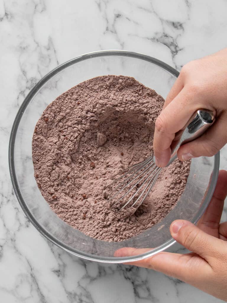 Mixing the dry ingredients in a bowl