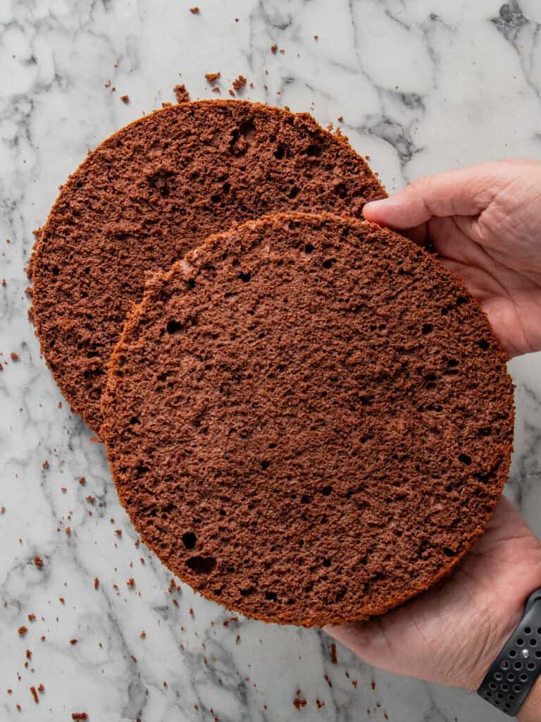 Showing the trimmed cakes