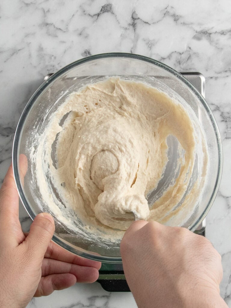 Mixing the polish in a bowl