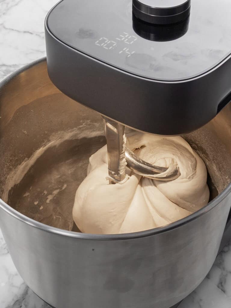 Showing what the dough looks like in the final minutes of kneading